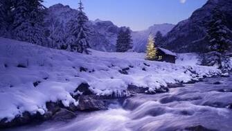 Christmas At A Country Cabin HD Wallpaper