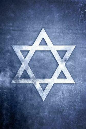 White Star Of David On Blue Textured Grunge Background