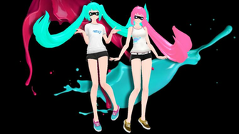 Mmd Splatoon Tda Hatsquidy Miku Megurink Luka By Shiandu Nikune