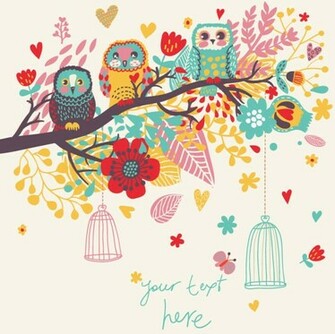 Hand Drawn Flowers And Birds Background Vector Animal