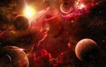 Wallpaper Space Stars Nebula Planet Red