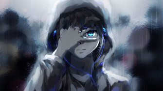 Anime Boy Gaming With Blue Eyed Girl Wallpaper