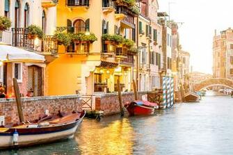 Wallpaper Venice Italy Canal Pier Boats Street Lights Cities