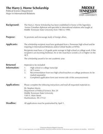The Harry J Horne Scholarship Background Political Science