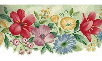 Home Red Blue Yellow Flowers Wallpaper Border