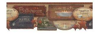 York Wallcoverings Best Of Country Jn1848b Bath Signs Border Khaki