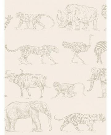Boutique Safari Animals Wallpaper Cream Rose Gold Graham Brown