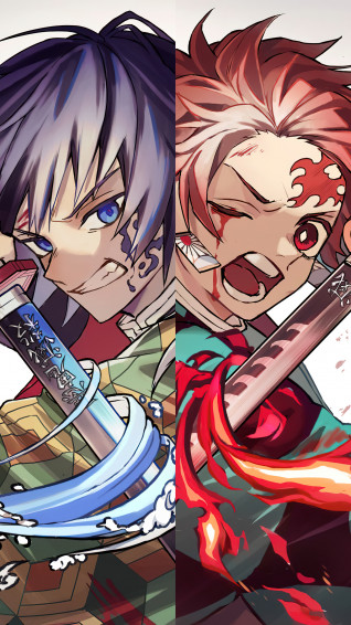 Giyu Tomioka Tanjiro Kamado 4k Phone iPhone Wallpaper 6151c