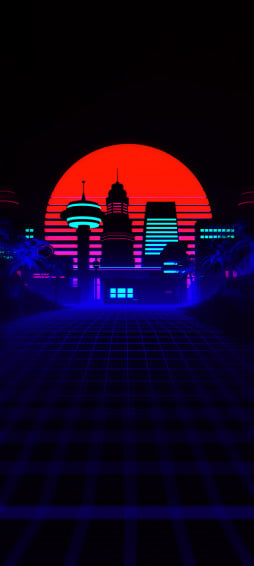 Black Wallpaper For iPhone In 4k Retro Futuristic Synthwave 80s Vibe