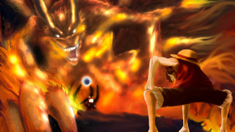 Naruto One Piece Kurama Monkey D