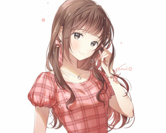 Wallpaper Cute Brunette Anime Girl Long Hair