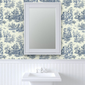 Removable Wallpaper Swatch Victorian Style Toile De Jouy Winter