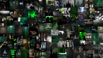 Green Dark Academia Aesthetic Laptop Background