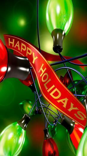 Happy Holidays Christmas Lights iPhone Wallpaper Background