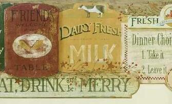 Country Kitchen Signs Wallpaper Border