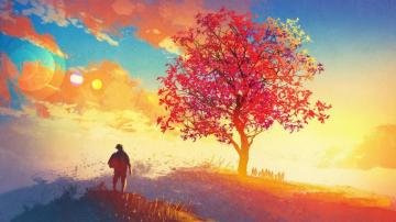 Wallpaper 4k Autumn Season Tree Artwork Painting