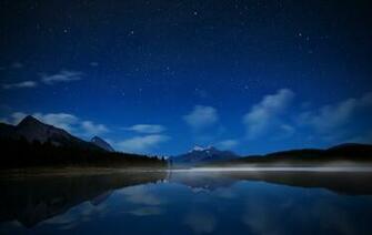 Home Nature Night Sky Reflected In The Lake Wallpaper