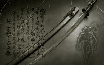 Kanji Swords Inscription Grey Wallpaper Desktop