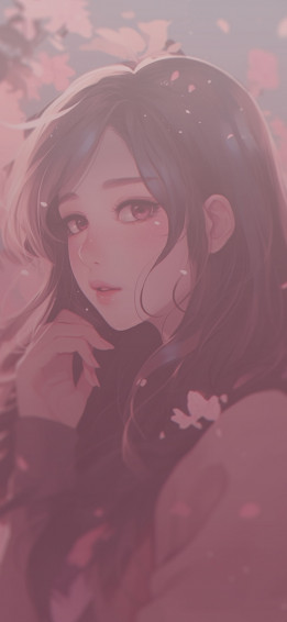 Pretty Anime Girl Pink Wallpaper iPhone