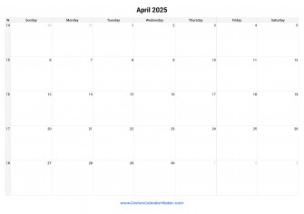 April Printable Calendar With Week Numbers Wallpaper