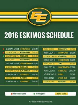 Schedule Wallpaper Edmonton Eskimos