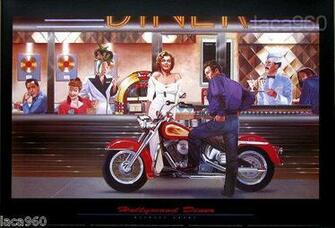 Diner Marilyn Monroe John Lennon James Dean Motorcycle Poster