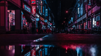 Wallpaper Night City Street Lights
