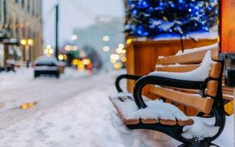 Winter Snow Bench Cars City HD Wallpaper