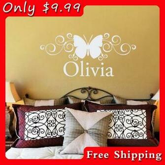 Decoration Custom Name Monogram Wall Sticker Gril Bedroom Wallpaper