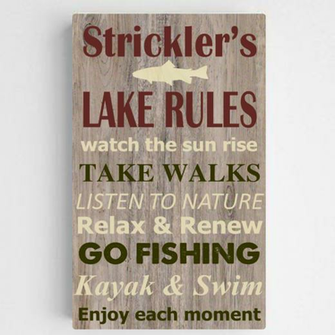 Personalized Lake Rules S Sign Brown Background Monogram Online
