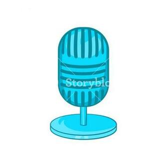 Retro Microphone Icon In Cartoon Style On A White Background