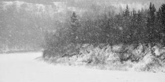 Black And White River In Heavy Snow Wallpaper HD