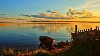 Lake Fishing Boat Wallpaper Lakeside