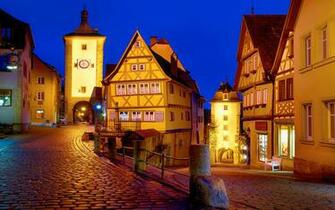 Wallpaper Germany Rothenburg Street Night Lights Cities