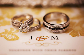 Gold Invitation Suite With Wedding Rings
