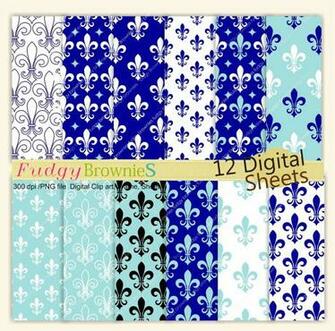 Fleur De Lis Digital Paper Background Pack No