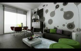 Modern Living Room With Wallpaper Wall