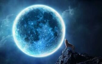 Wallpaper Huilende Wolf Bij Volle Maan Achtergrond