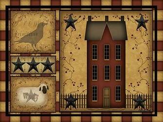 Folk Art Primitive Shadowbox Country Framed