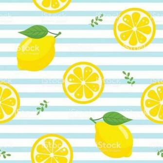 Lemon Seamless Pattern Stripe Design Summer Fruit Tropical