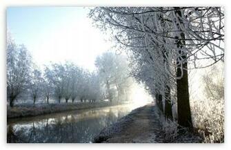 Winter River Scene Digital Wallpaper Black