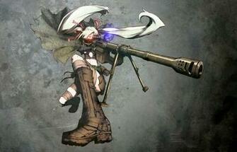 Anime Girl Soldier Sniper Riffle White Hair HD Wallpaper Desktop Pc
