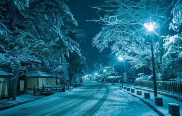 Wallpaper Winter Road Snow Night The City House Street