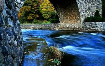 Bridge River Stream Park Trees Autumn Wallpaper Photos