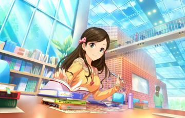 Cute Misaki Etou Anime Girl Reading Wallpaper