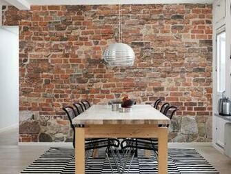 Beautiful Exposed Brick Wallpaper Kitchen