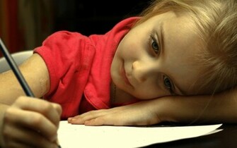 Baby Girl With Pencil Wallpaper