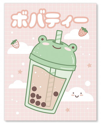 Amazon Kawaii Frog Boba Wall Art Bubble Tea Lover Room