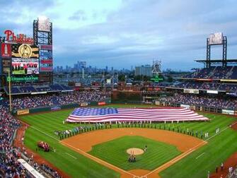 Citizens Bank Park Phillies With American Flag Wallpaper