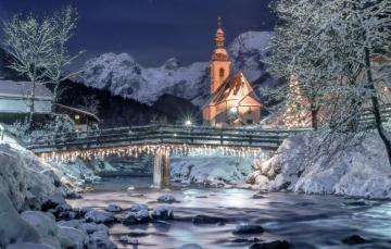Wallpaper Winter The Sky Snow Landscape Mountains Night